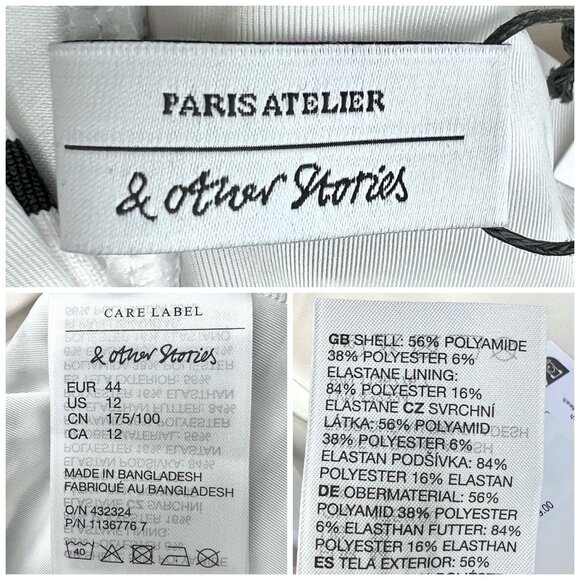 & Other Stories Black White Stripes One Piece Swimsuit Tie Shoulder Size 12 - Picture 3 of 9